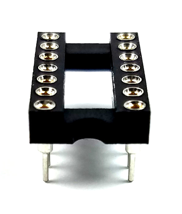 IC Sockets DIP-14 Machined Round Contact Pins Holes 2.54mm DIP14