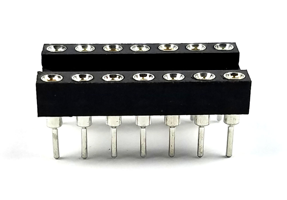 IC Sockets DIP-14 Machined Round Contact Pins Holes 2.54mm DIP14