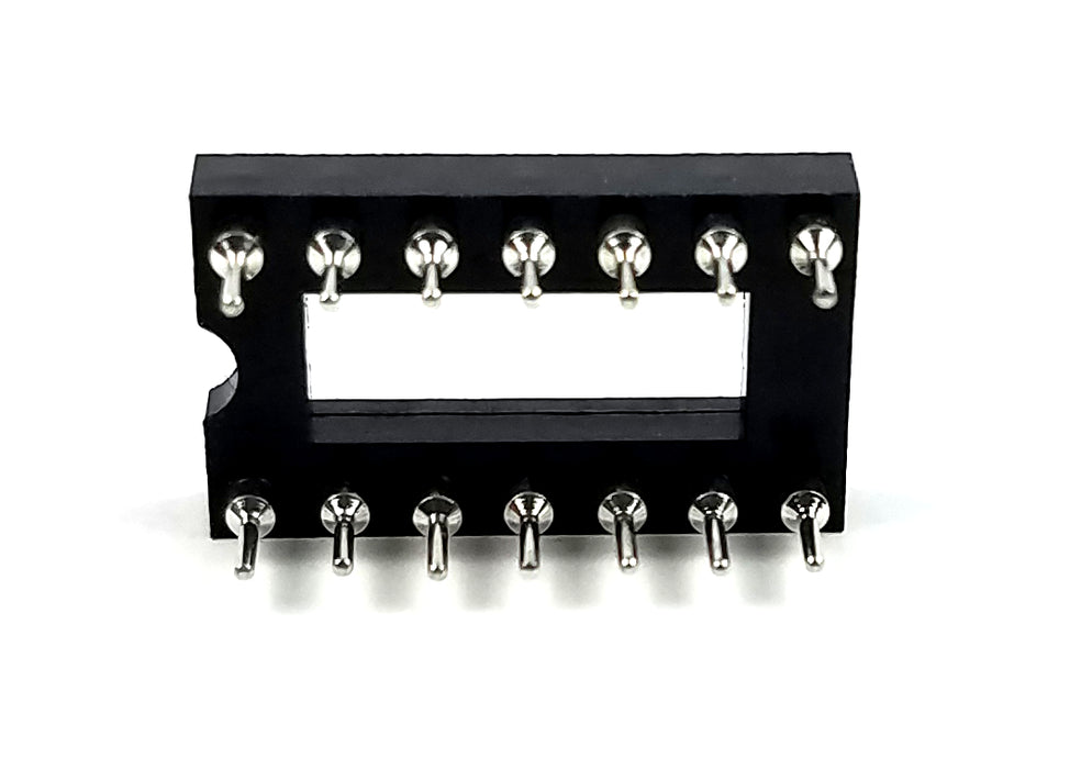 IC Sockets DIP-14 Machined Round Contact Pins Holes 2.54mm DIP14