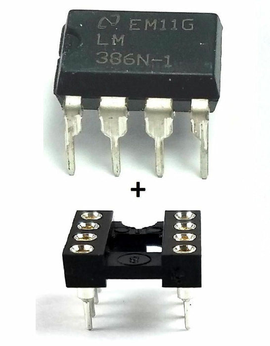 LM386N-1 + Socket - Low Power Audio Amplifier IC