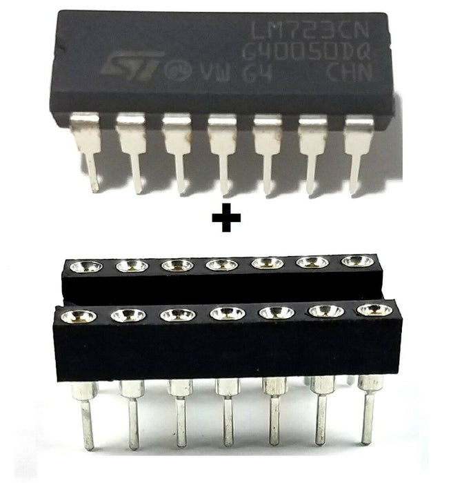 UA723CN UA723 (Direct Replacement LM723CN LM723) Adj. Voltage Regulator IC 2-37V + Socket