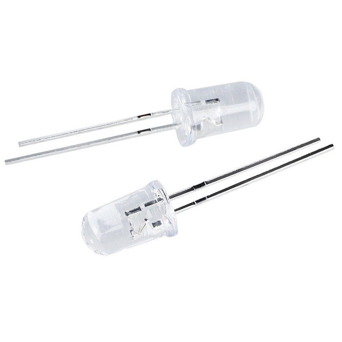 White Clear LED 5mm Round Wide Angle LED Light Emitting Diode Bright PCB (Pack of 25)